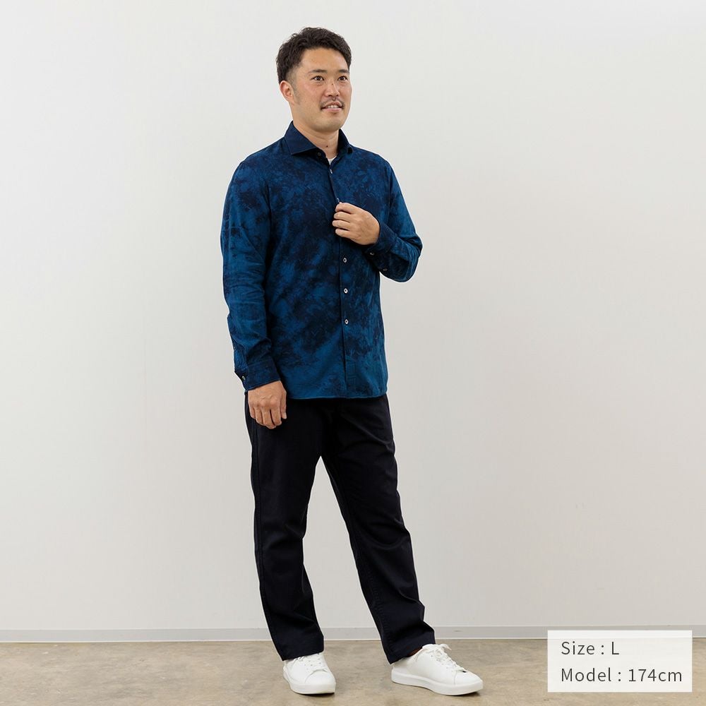 今治プレミアムパイル×徳島本藍】藍染メンズ カジュアルシャツ 長袖